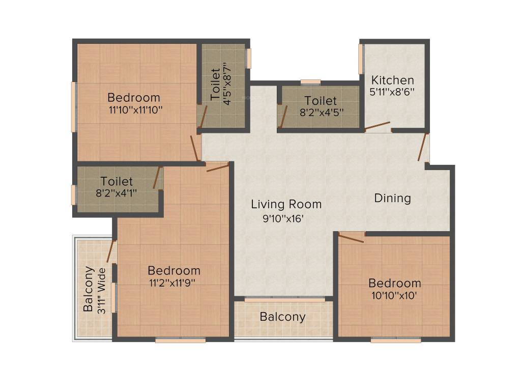 Srijan Greenfield City Elite (3BHK+3T (1,056 sq ft) 1056 sq ft)