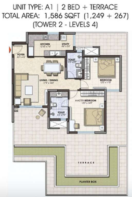 Prestige Pinewood (2BHK+2T (1,586 sq ft) 1586 sq ft)