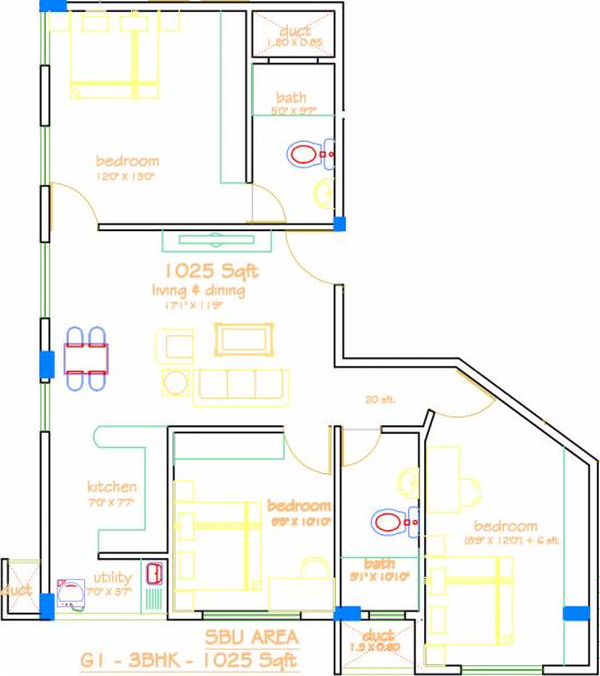 Vijaya Tarangini (3BHK+3T (1,025 sq ft) 1025 sq ft)