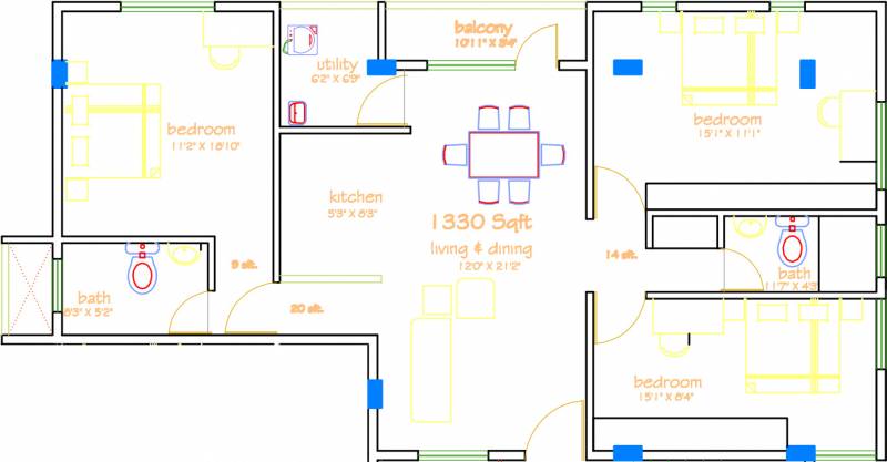 Vijaya Tarangini (3BHK+2T (1,330 sq ft) 1330 sq ft)