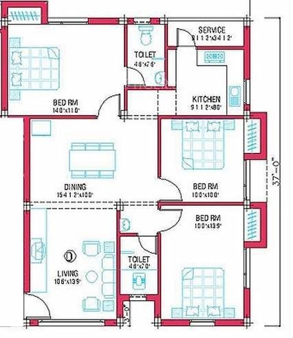  Woodcreek Apartment (3BHK+2T (2,000 sq ft) 2000 sq ft)