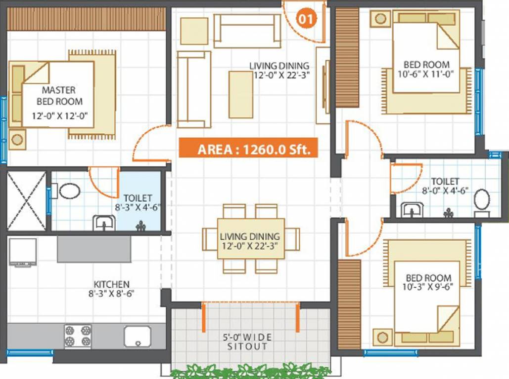 Propulsive Pinnacle (3BHK+2T (1,260 sq ft) 1260 sq ft) Propulsive Pinnacle (3BHK+2T (1,260 sq ft) 1260 sq ft)