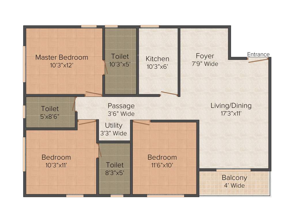 Master Orchard Estate (3BHK+3T (1,525 sq ft) 1525 sq ft)