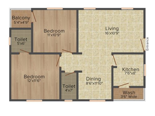 Janani Park View (2BHK+2T (1,000 sq ft) 1000 sq ft)