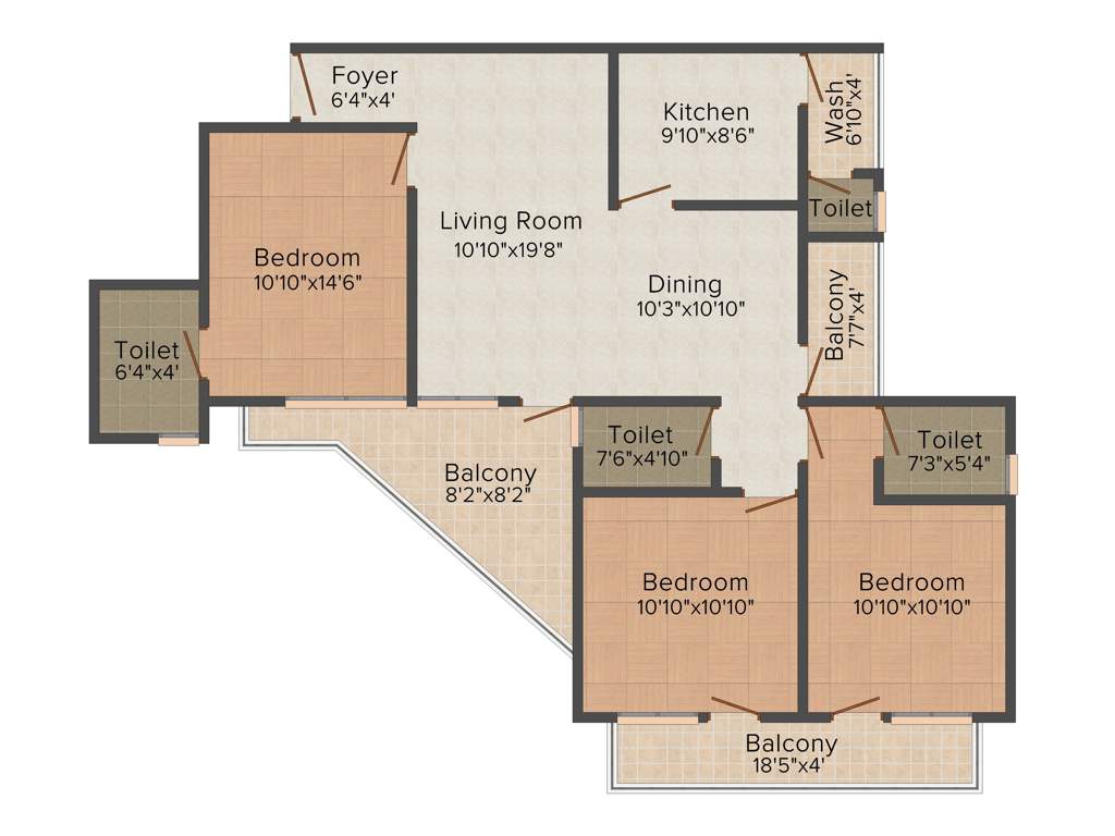 Asset HK Hallmark (3BHK+3T (1,830 sq ft) 1830 sq ft)