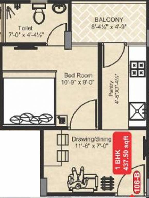 Unique Rakshak (1BHK+1T (437 sq ft) 437 sq ft) Unique Rakshak (1BHK+1T (437 sq ft) 437 sq ft)