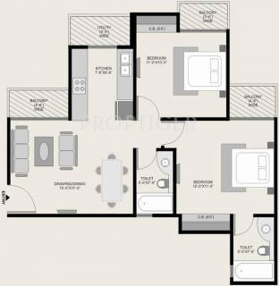 945 Sq Ft 2 Bhk Floor Plan Image Ajnara India Homes121 Available For Sale Proptiger Com
