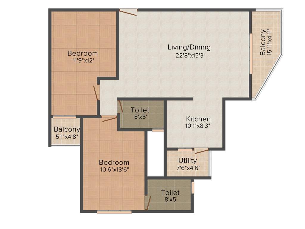 Century Central (2BHK+2T (1,521 sq ft) 1521 sq ft)