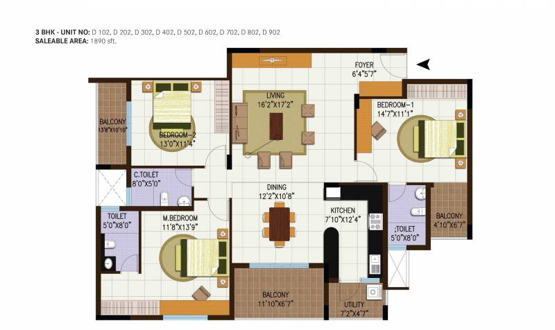 Century Central (3BHK+3T (1,890 sq ft) 1890 sq ft)