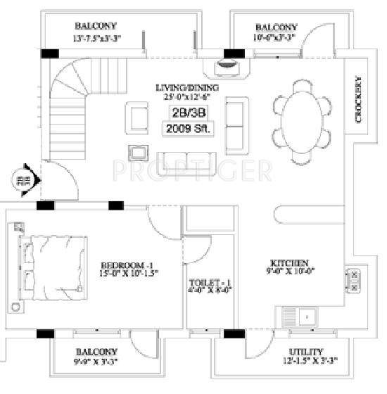 India The Feldspar Faerie (3BHK+3T (2,009 sq ft) 2009 sq ft)