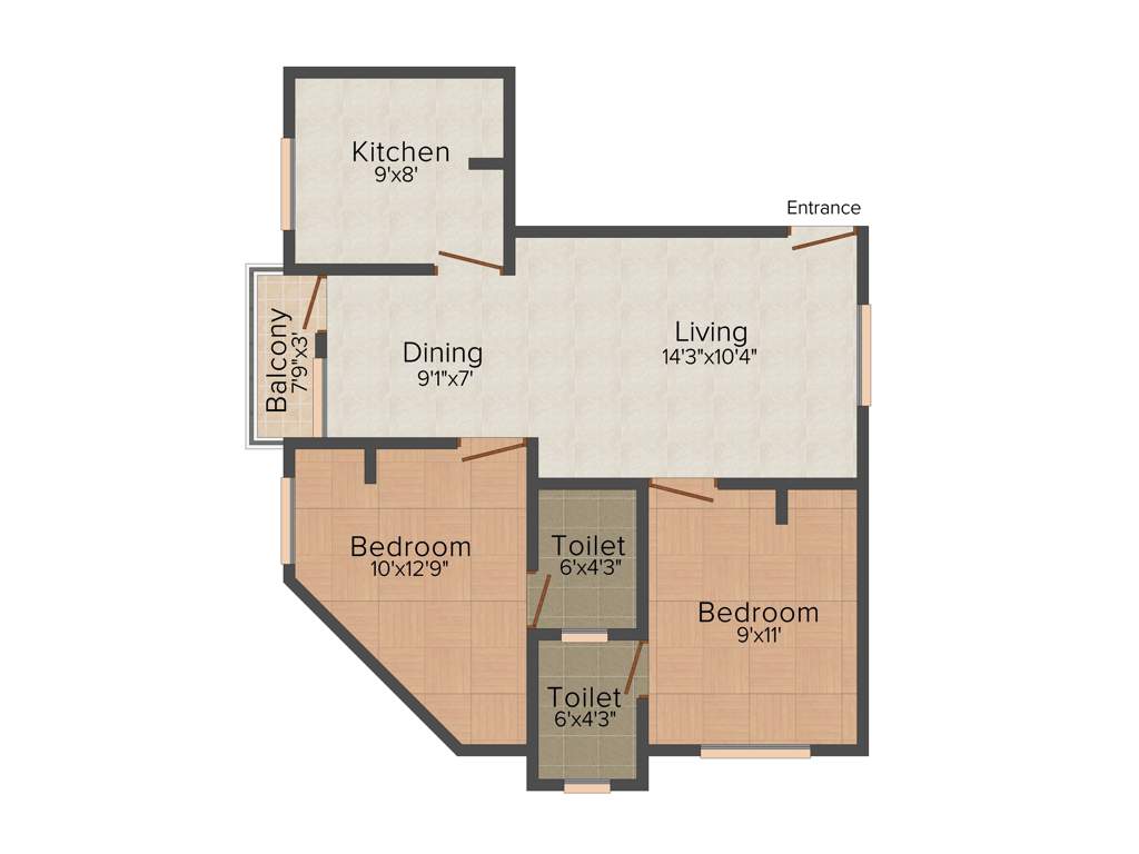 Ayya Vinod Mahal (2BHK+2T (830 sq ft) 830 sq ft)