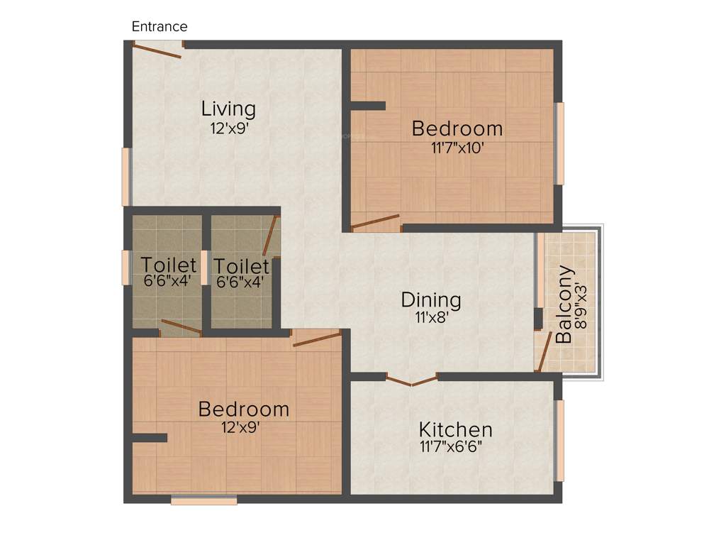 Ayya Vinod Mahal (2BHK+2T (870 sq ft) 870 sq ft)