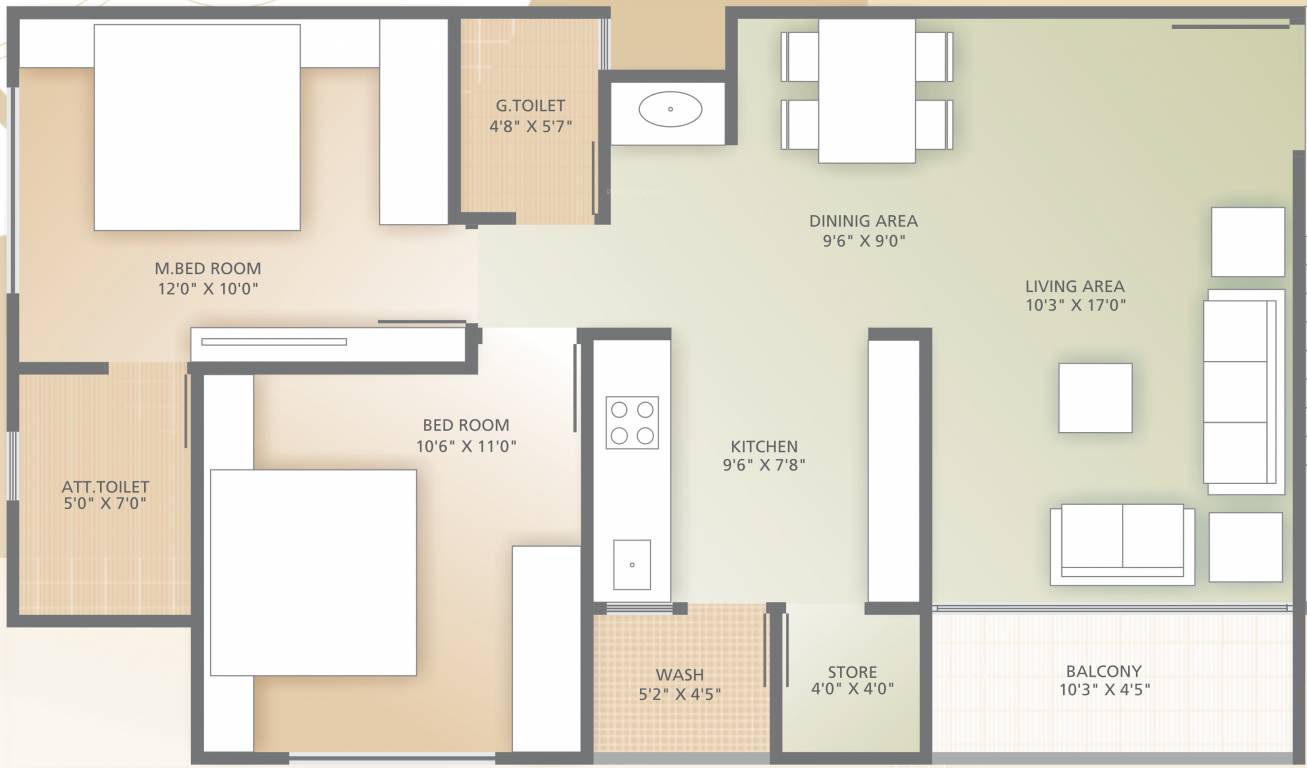 Sampad Residency (2BHK+2T (1,287 sq ft) 1287 sq ft) Sampad Residency (2BHK+2T (1,287 sq ft) 1287 sq ft)