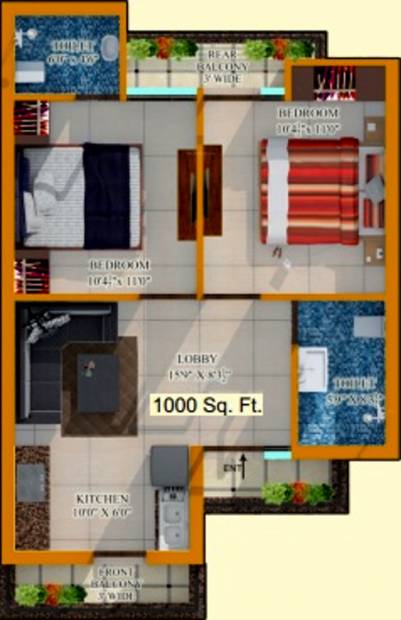 Sanskriti Sanskriti Apartments (2BHK+2T (1,000 sq ft) 1000 sq ft)
