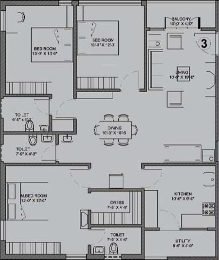 Rami Reddy Laxmi Ram Splendor (3BHK+3T (1,435 sq ft) 1435 sq ft)