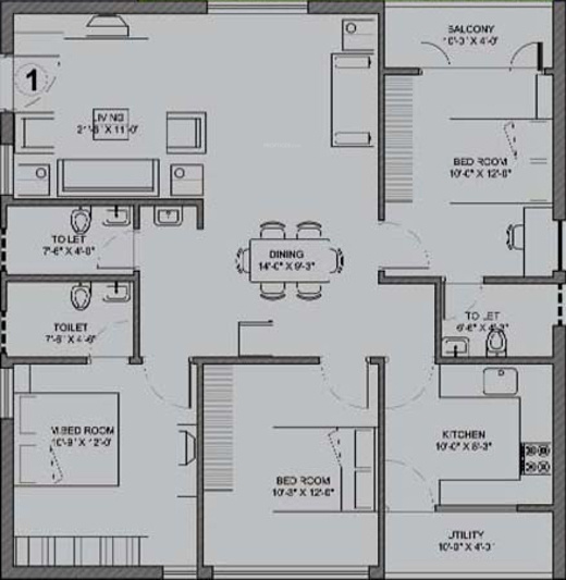 Rami Laxmi Ram Splendor (3BHK+3T (1,520 sq ft) 1520 sq ft)