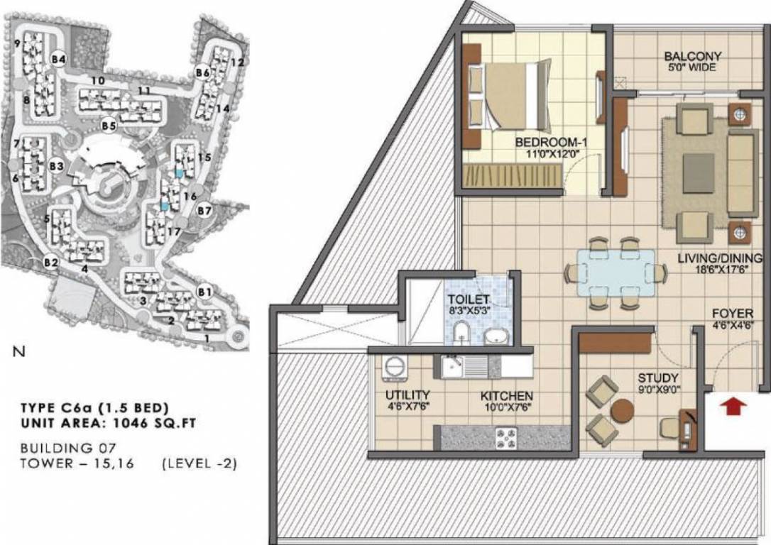 Prestige Song Of The South (1BHK+1T (1,046 sq ft) Study Room 1046 sq ft) Prestige Song Of The South (1BHK+1T (1,046 sq ft) Study Room 1046 sq ft)