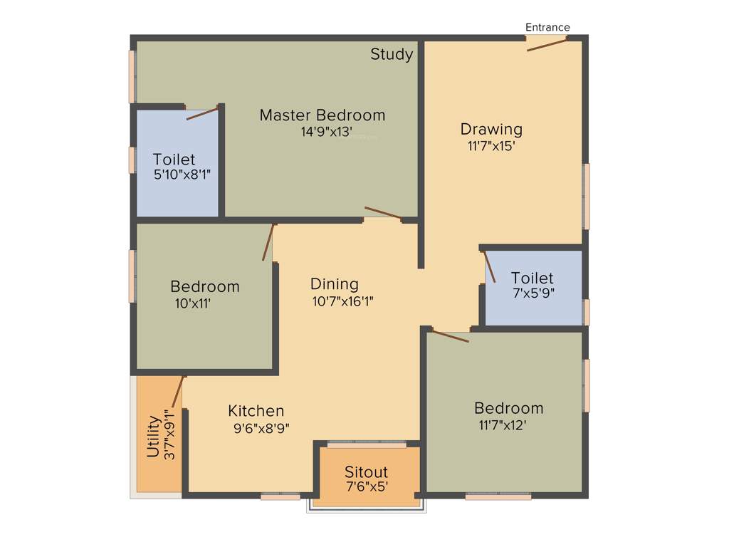 EIPL Skyila (3BHK+2T (1,560 sq ft) + Pooja Room 1560 sq ft)