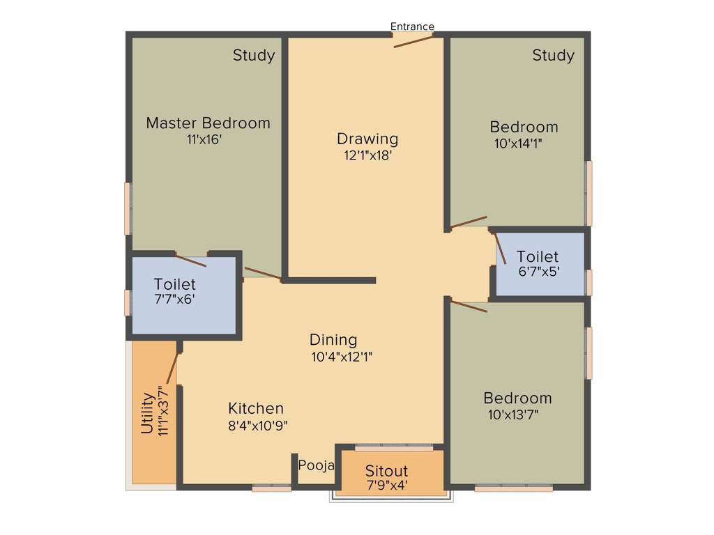 EIPL Skyila (3BHK+2T (1,600 sq ft) + Pooja Room 1600 sq ft)