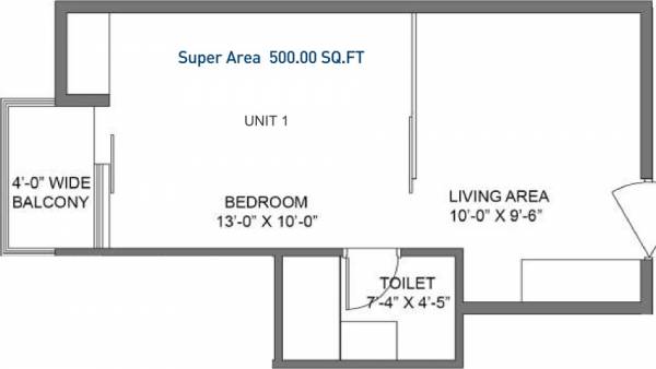 CCC Residential Suites (1BHK+1T (500 sq ft) 500 sq ft)