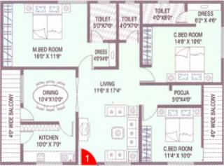 Bhavya Majestic Enclave (3BHK+3T (1,470 sq ft) + Pooja Room 1470 sq ft)