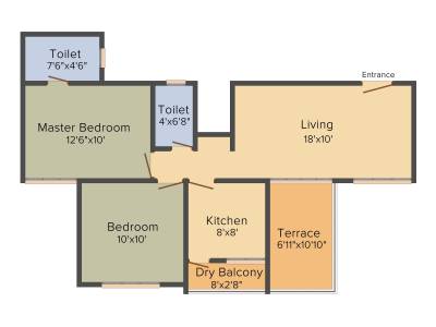 Vision Bliss County (2BHK+2T (869 sq ft) 869 sq ft)