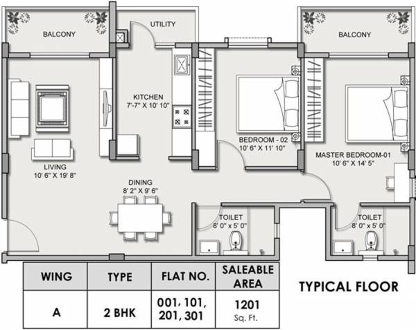 Greenfinch Vallerian (2BHK+2T (1,201 sq ft) 1201 sq ft)