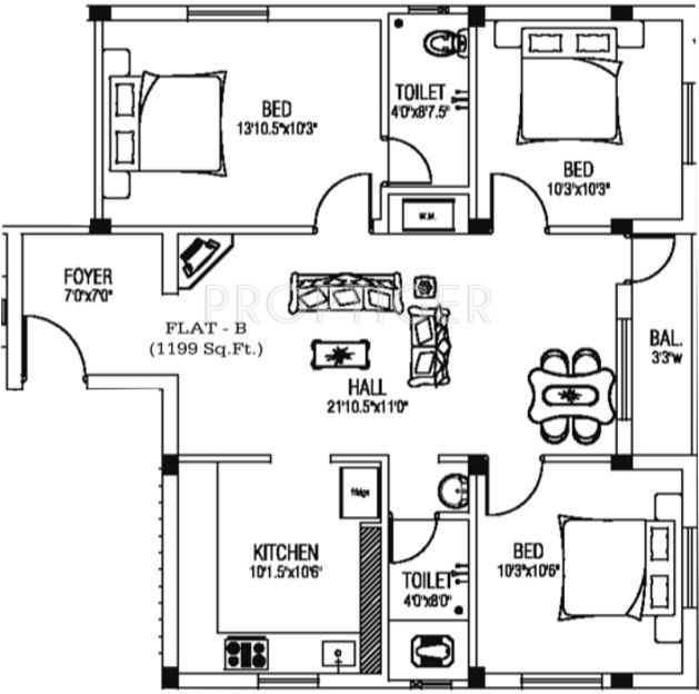 AJ AJs Anugraha (3BHK+2T (1,199 sq ft) 1199 sq ft) AJ AJs Anugraha (3BHK+2T (1,199 sq ft) 1199 sq ft)