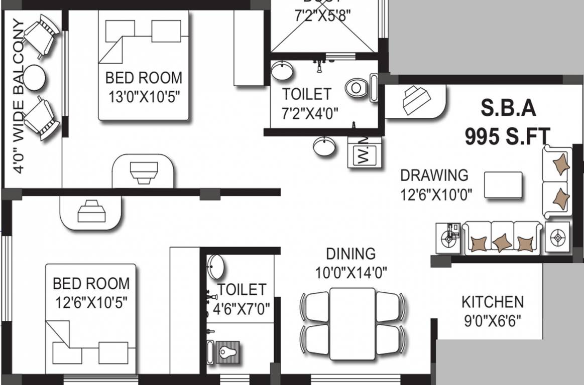 KN Ananta Villa (2BHK+2T (995 sq ft) 995 sq ft) KN Ananta Villa (2BHK+2T (995 sq ft) 995 sq ft)