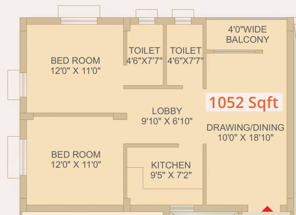 Alishan Infinia (2BHK+2T (1,052 sq ft) 1052 sq ft)