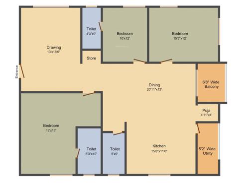 Anuhar Yellow Stone (3BHK+3T (2,180 sq ft) + Pooja Room 2180 sq ft)