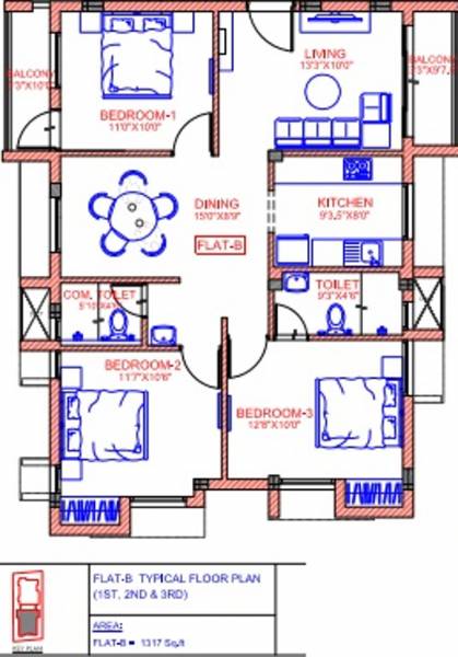 Redbrick Komala (3BHK+3T (1,317 sq ft) 1317 sq ft) Redbrick Komala (3BHK+3T (1,317 sq ft) 1317 sq ft)