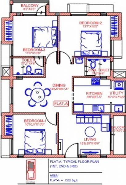 Redbrick Komala (3BHK+2T (1,332 sq ft) 1332 sq ft) Redbrick Komala (3BHK+2T (1,332 sq ft) 1332 sq ft)