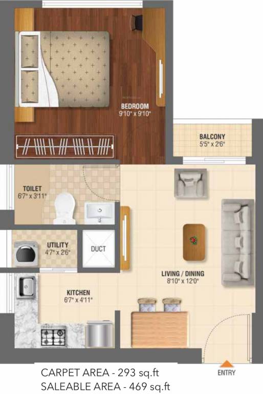 Sheltrex Espirana (1BHK+1T (469 sq ft) 469 sq ft)