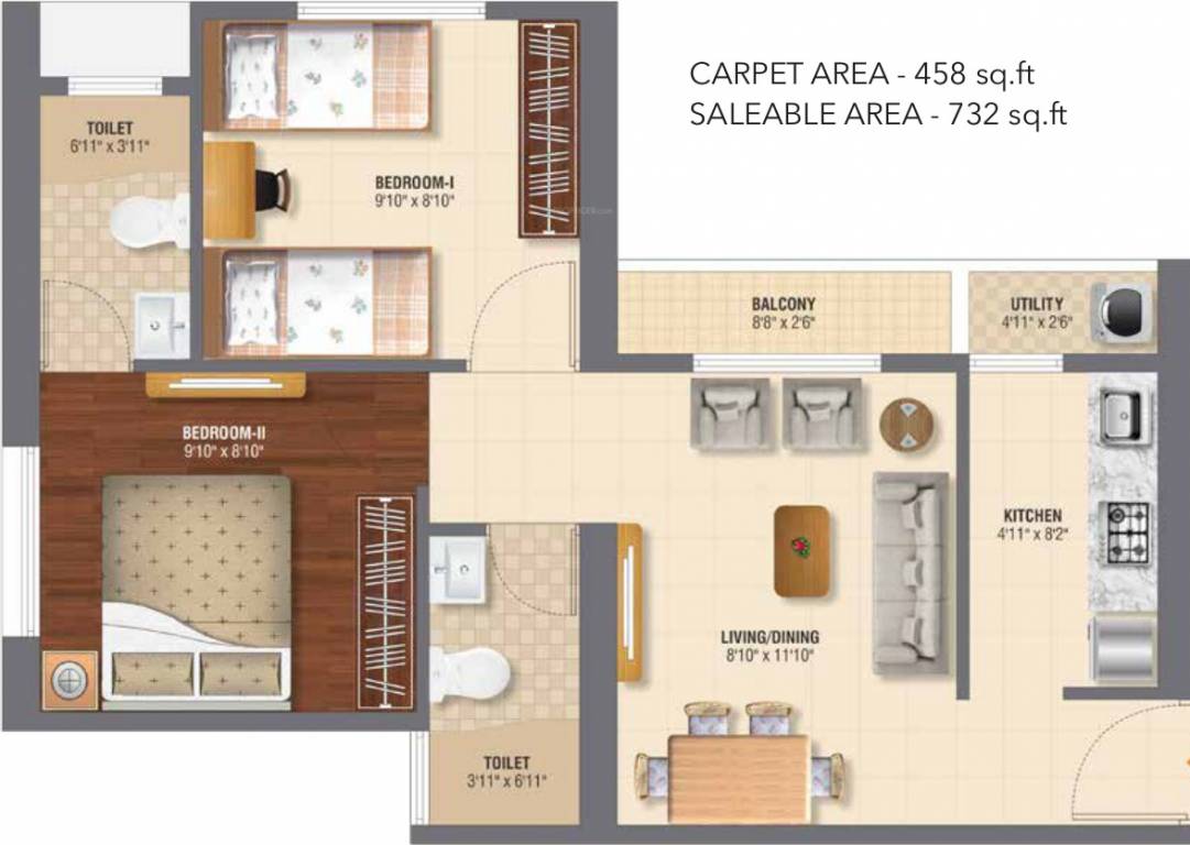 Sheltrex Espirana (2BHK+2T (732 sq ft) 732 sq ft)