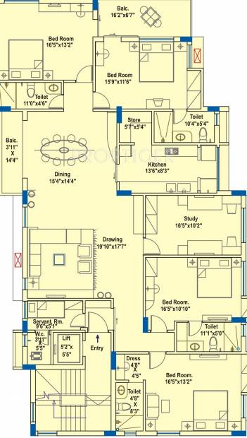 PS Samir (4BHK+4T (3,450 sq ft)   Study Room 3450 sq ft)