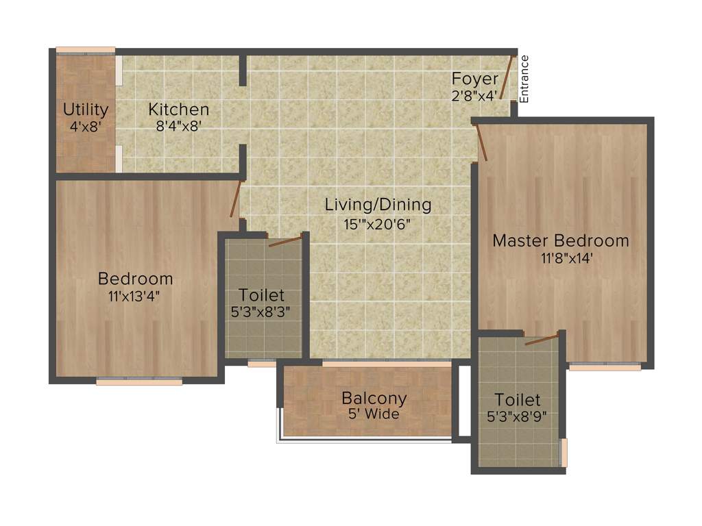 Prestige Kew Gardens (2BHK+2T (1,159 sq ft) 1159 sq ft)