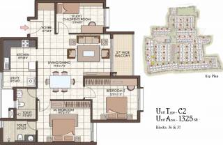 Prestige Kew Gardens (2BHK+2T (1,325 sq ft) + Study Room 1325 sq ft)
