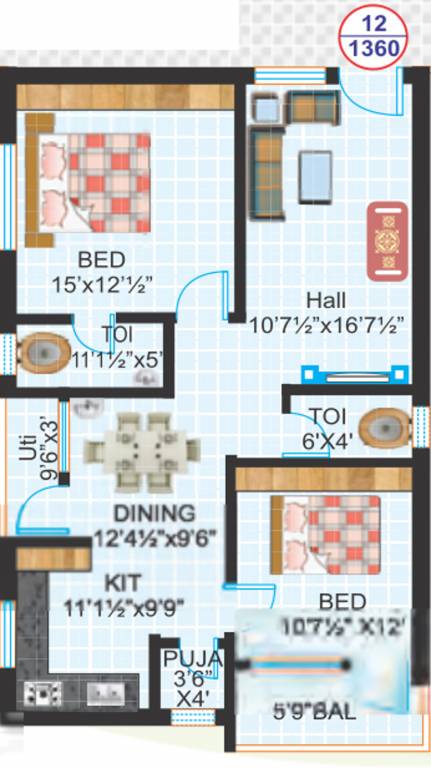 Akruthi Srinivasam (2BHK+2T (1,360 sq ft) + Pooja Room 1360 sq ft) Akruthi Srinivasam (2BHK+2T (1,360 sq ft) + Pooja Room 1360 sq ft)