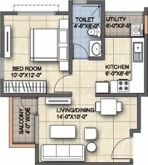 Ajmera Lugaano (1BHK+1T (594 sq ft) 594 sq ft)