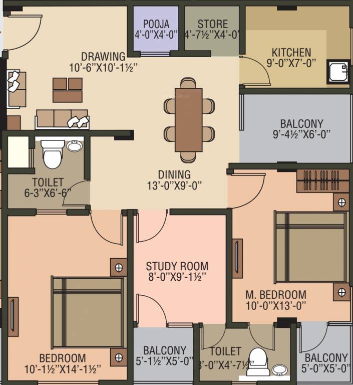 Om The Pride (2BHK+2T (1,228 sq ft) + Pooja Room 1228 sq ft)