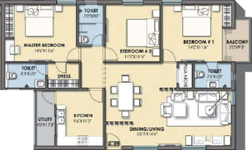 Incor Bonsai Homes (3BHK+2T (1,630 sq ft) 1630 sq ft)