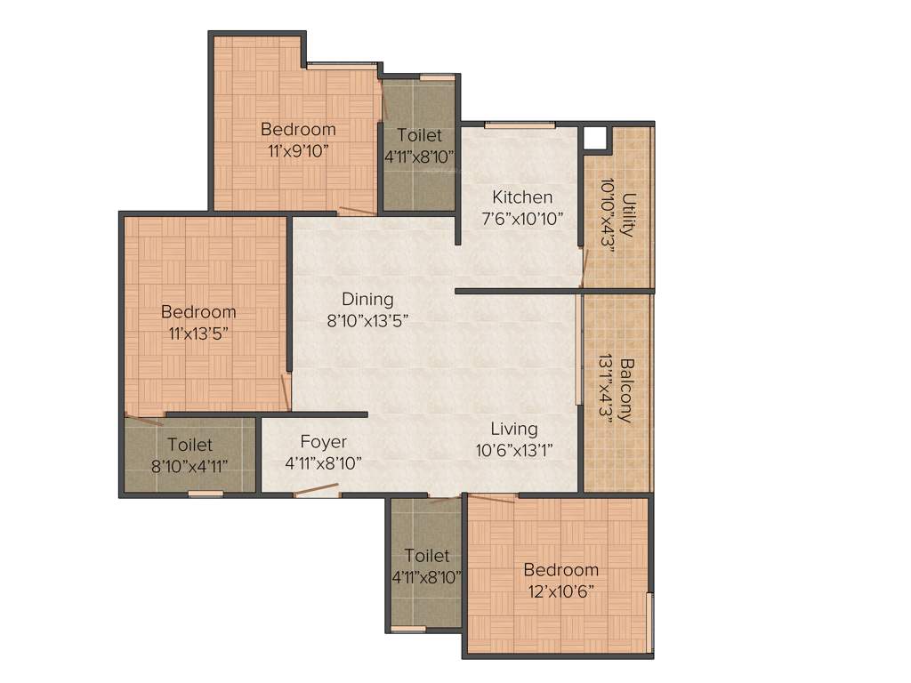Mythreyi Naimisha (3BHK+3T (1,640 sq ft) 1640 sq ft)