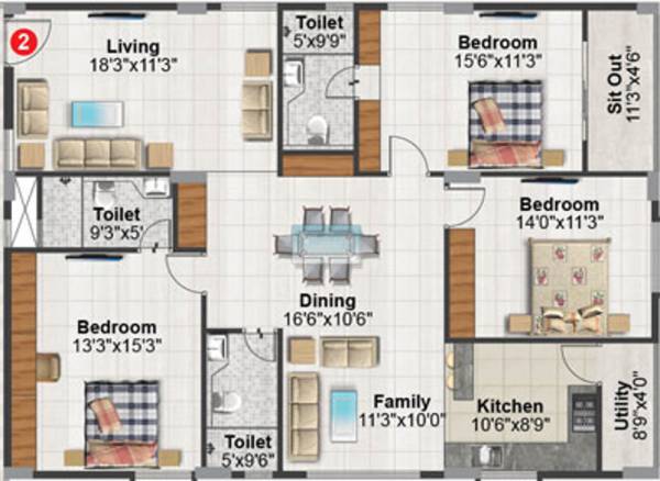 AV Chandana Heights (3BHK+3T (1,835 sq ft) 1835 sq ft)