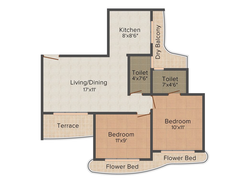 Paradise Sai Spring (2BHK+2T (1,145 sq ft) 1145 sq ft)