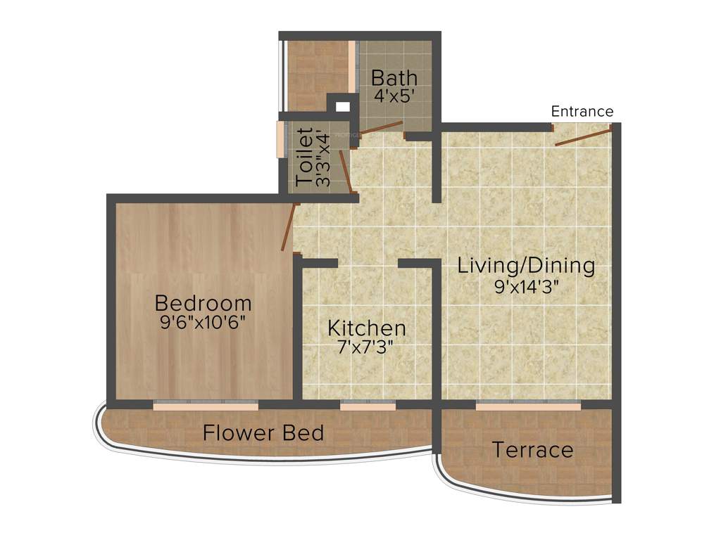 Paradise Sai Wonder (1BHK+1T (690 sq ft) 690 sq ft)