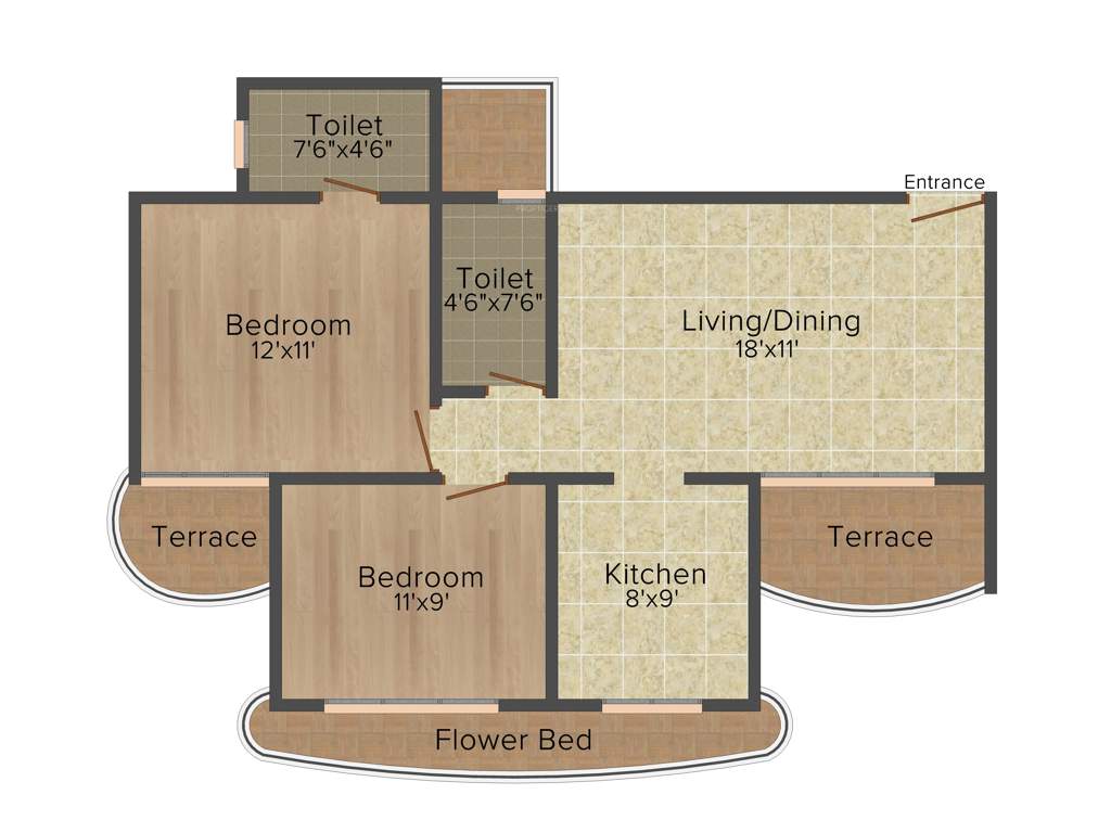 Paradise Sai Wonder (2BHK+2T (1,115 sq ft) 1115 sq ft)