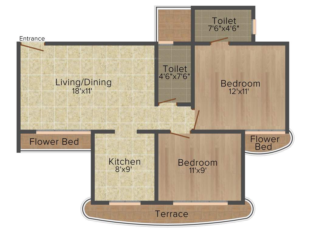 Paradise Sai Wonder (2BHK+2T (1,120 sq ft) 1120 sq ft)