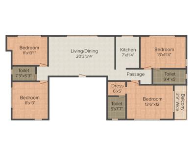 Arrjavv Petals (4BHK+3T (1,900 sq ft) 1900 sq ft)