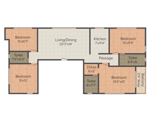 Arrjavv Petals (4BHK+3T (1,900 sq ft) 1900 sq ft)